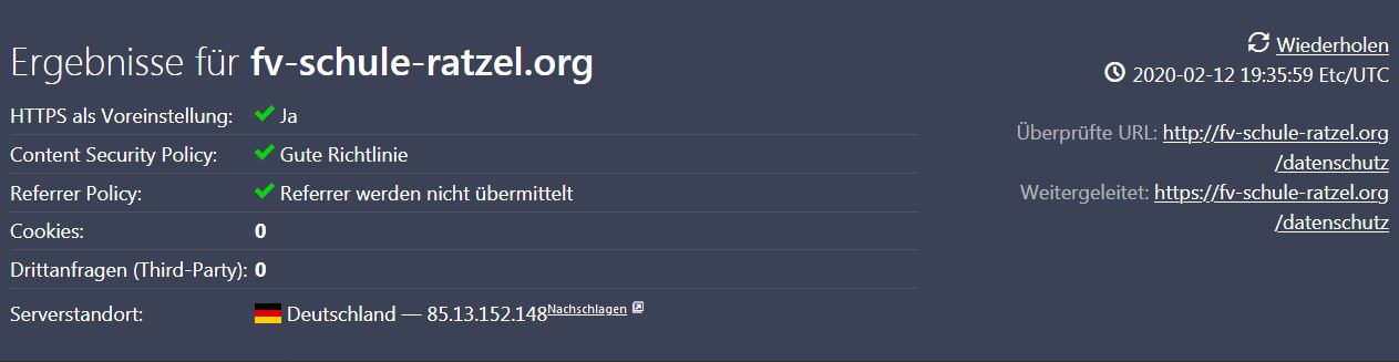 Screenshot: Sicherheitstext Website